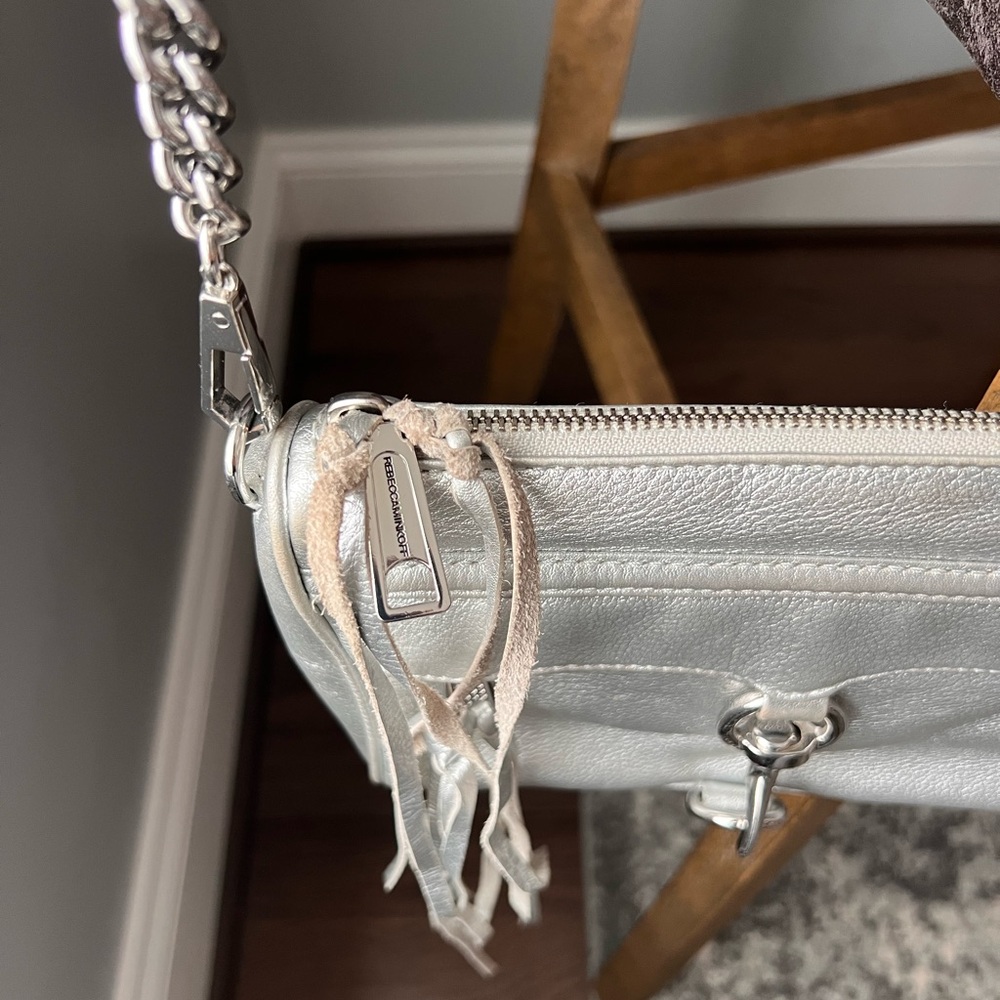 Rebecca Minkoff Mini MAC Metallic Silver Leather Crossbody Bag - Picture 3 of 9